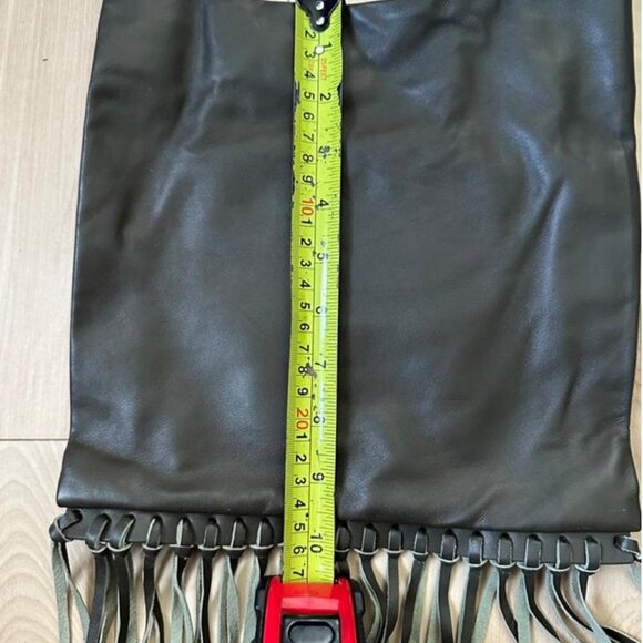 Zara faux leather handbag with long fringe detail Olive green tone - Picture 8 of 8